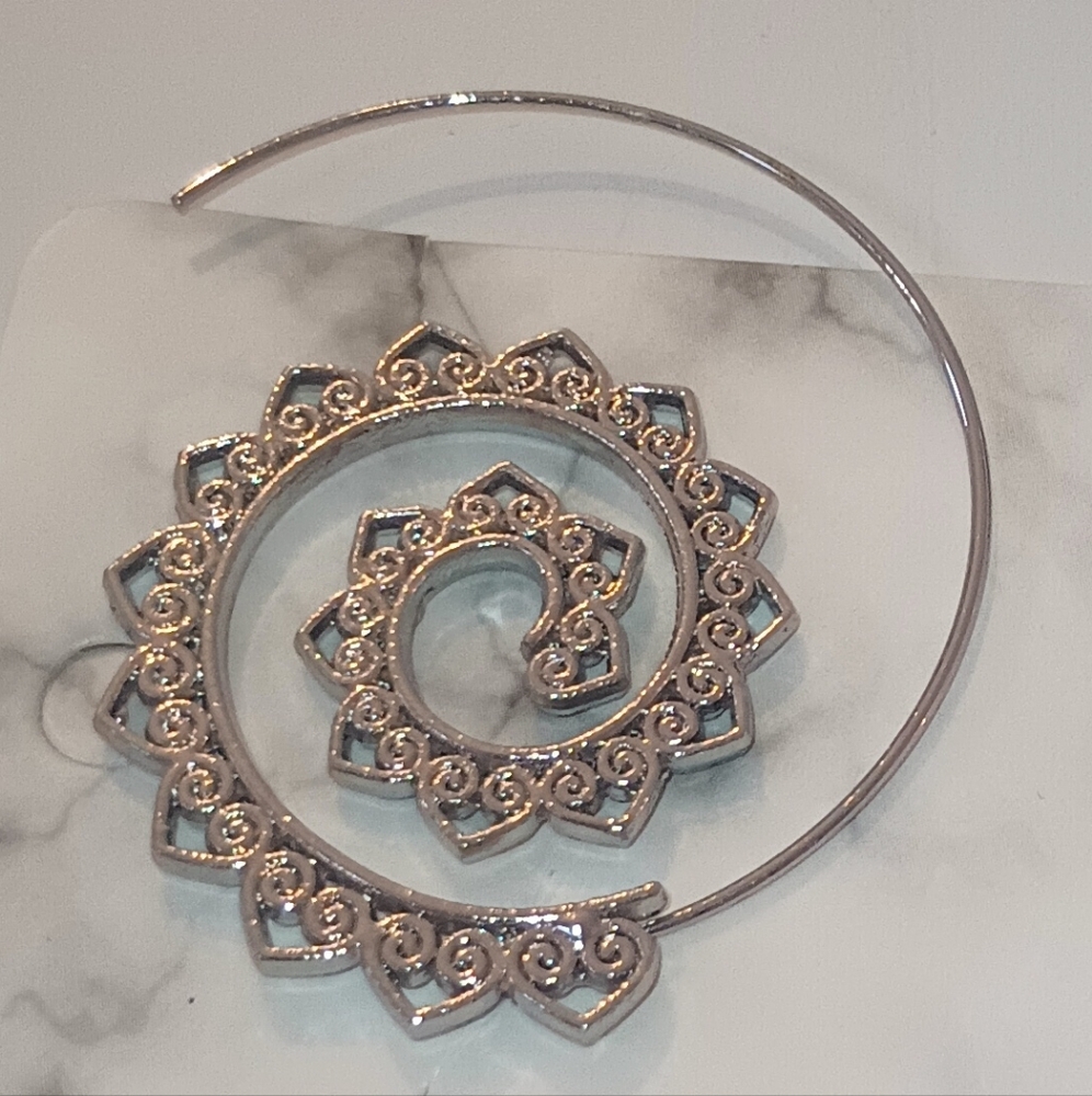 Spiral Hoop Earrings in Silver and Gold - Picture 9 of 16